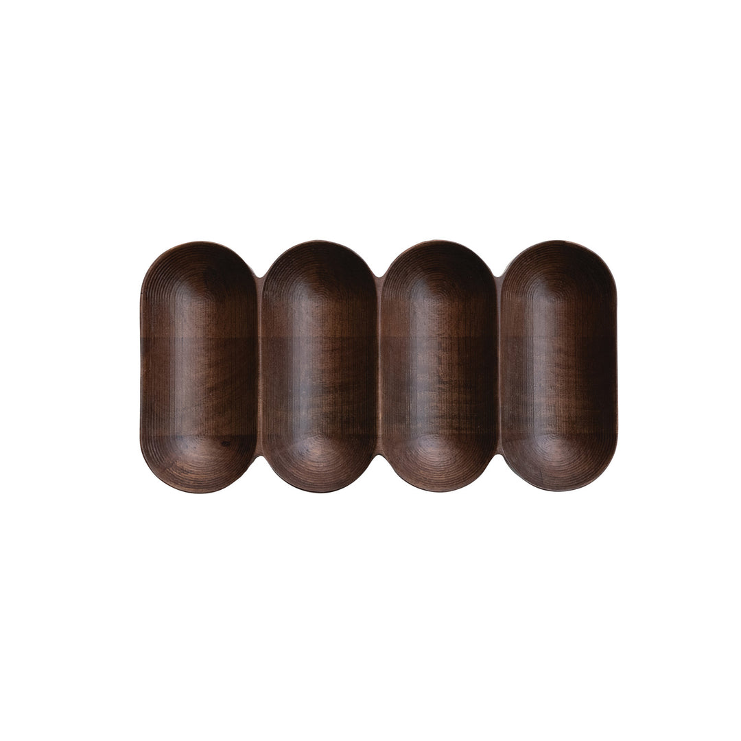 mango wood serving tray with 4 sections