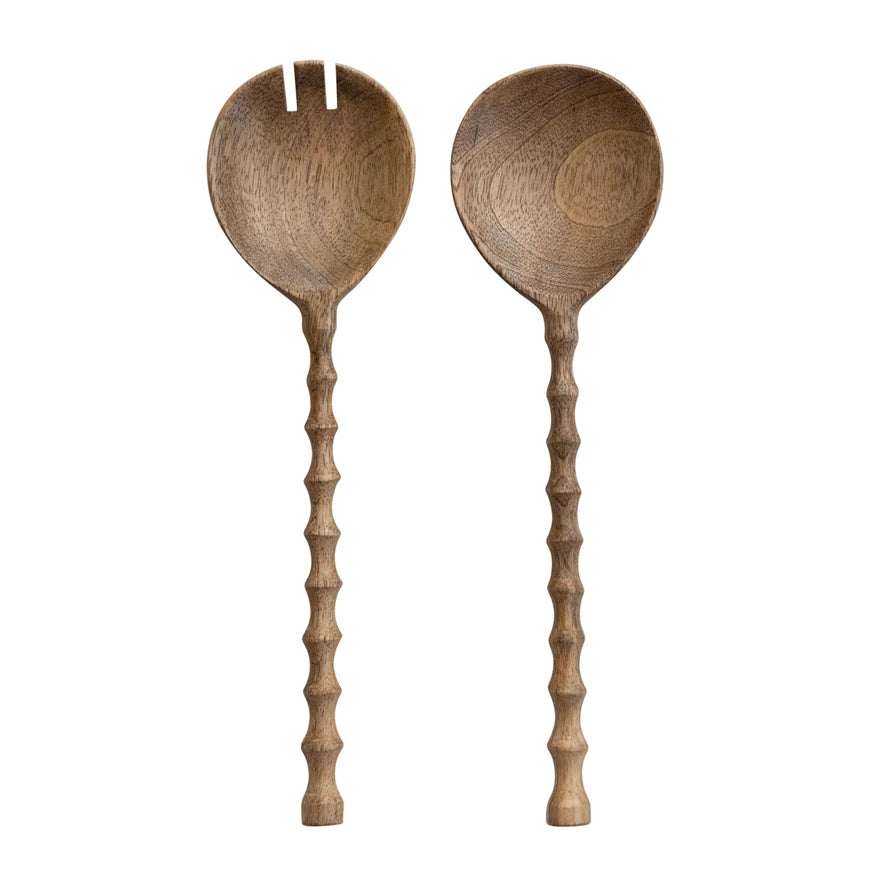 wooden notched salad serving utensils