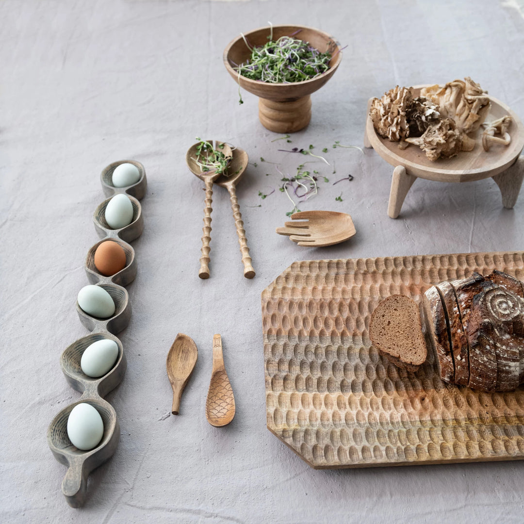 Notched Mango Wood Salad Servers