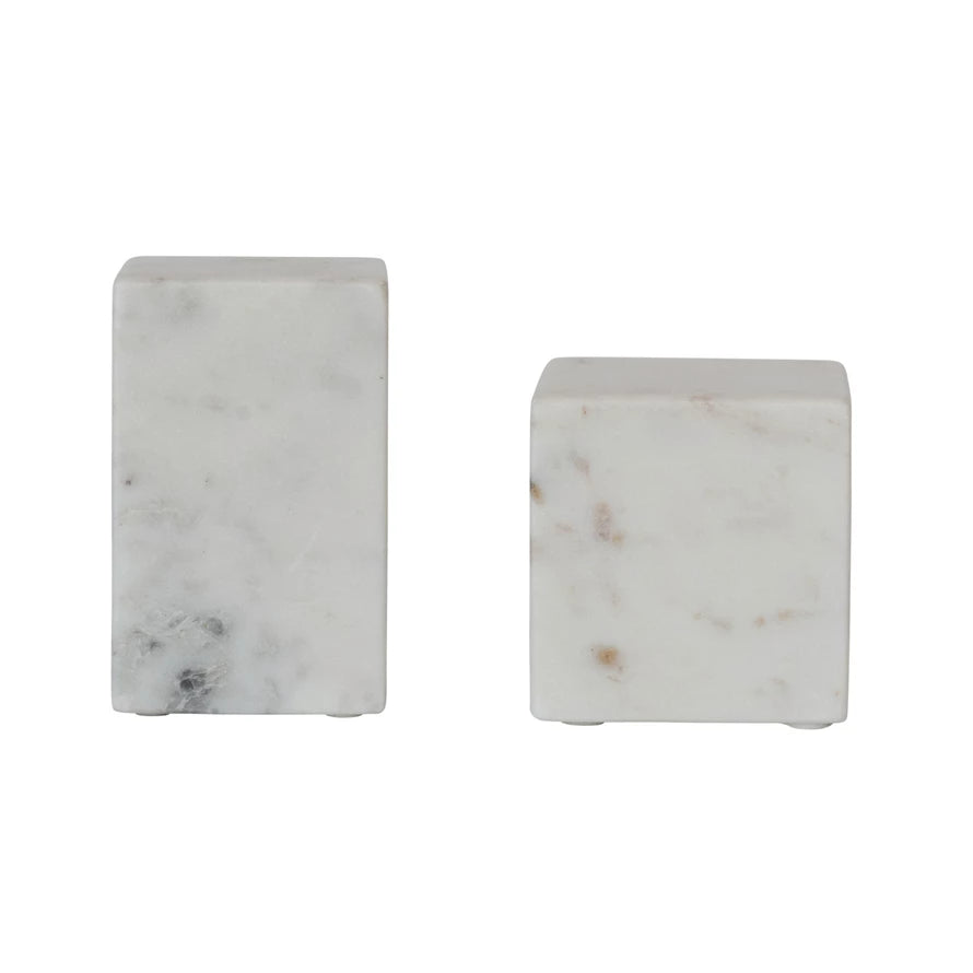 Marble Cube Bookends one large one small