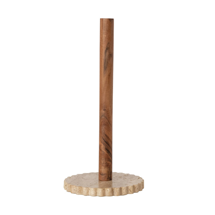 Paper Towel Holder Scalloped Travertine Base