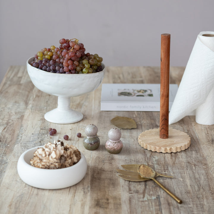 Paper Towel Holder Scalloped Travertine Base