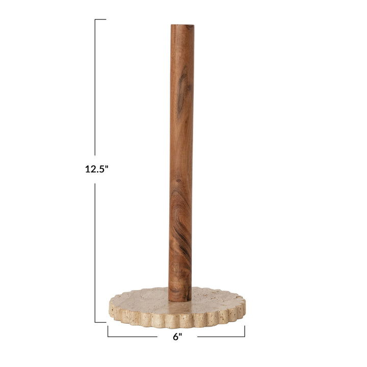 Paper Towel Holder Scalloped Travertine Base