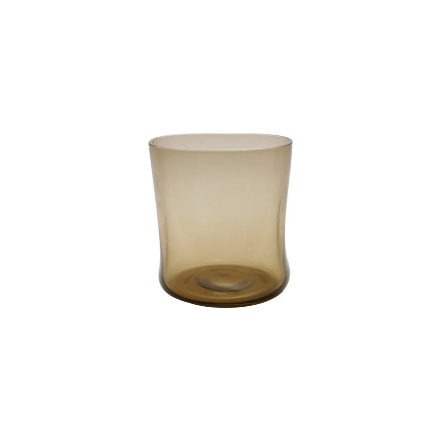 Smoked glass candle holder on a white background