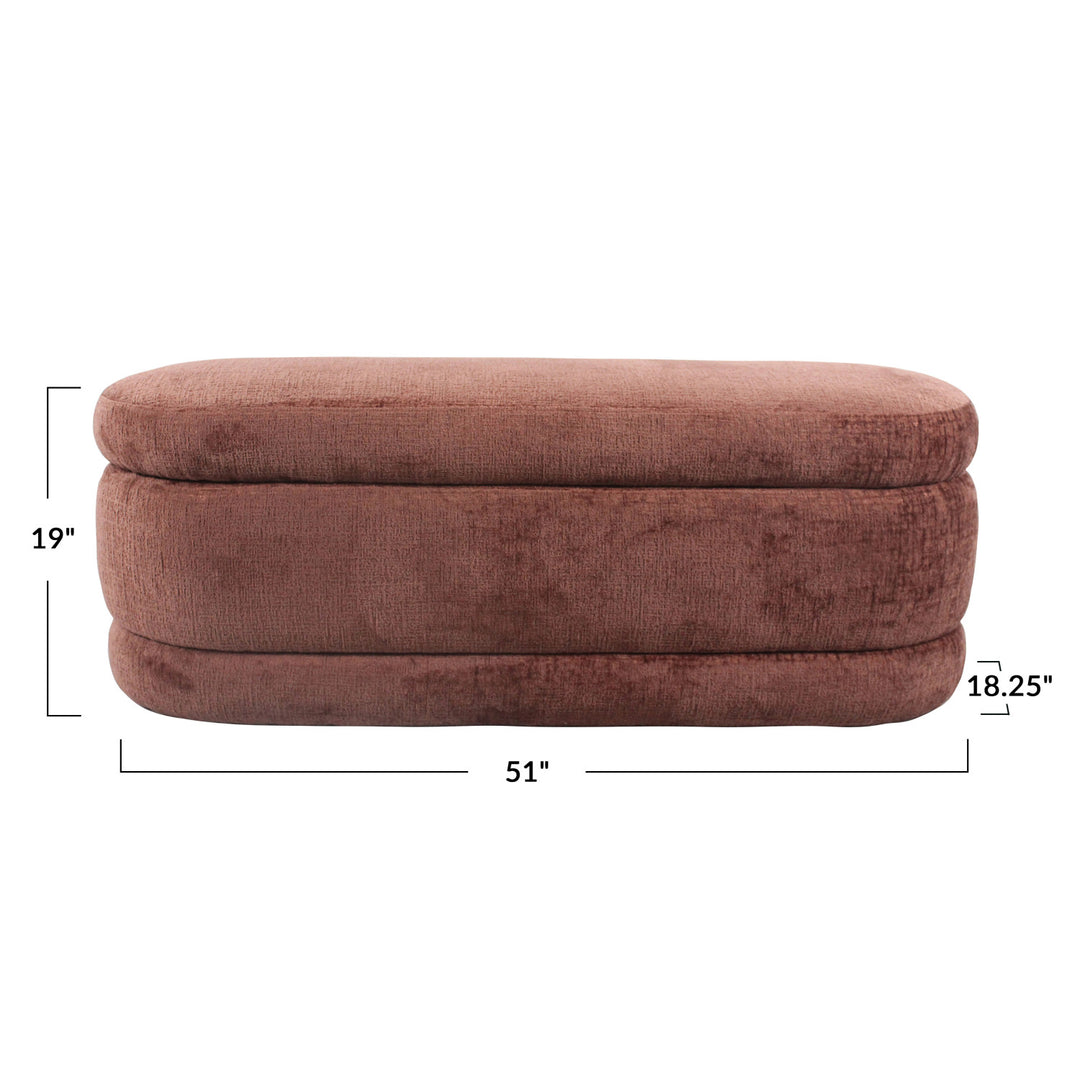 Chenille Fabric Upholstered Bench