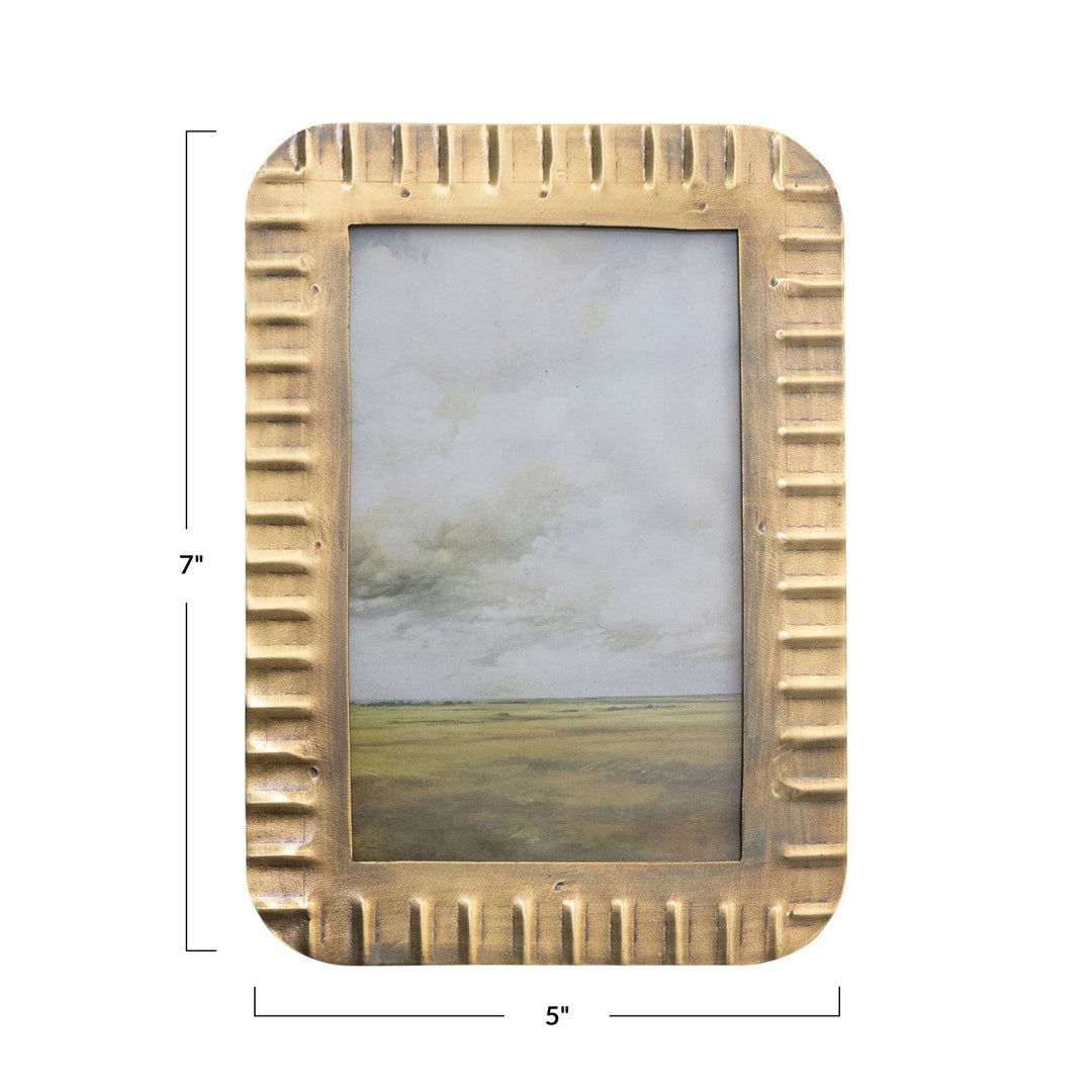 Antique Brass Ribbed Photo Frame