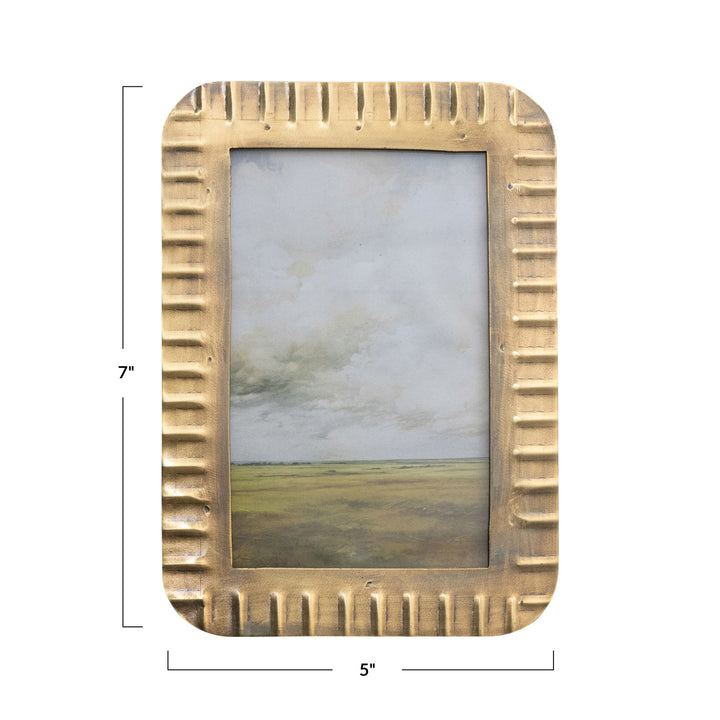 Antique Brass Ribbed Photo Frame