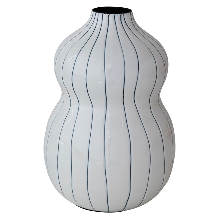 Enameled Metal Organic Striped Vase