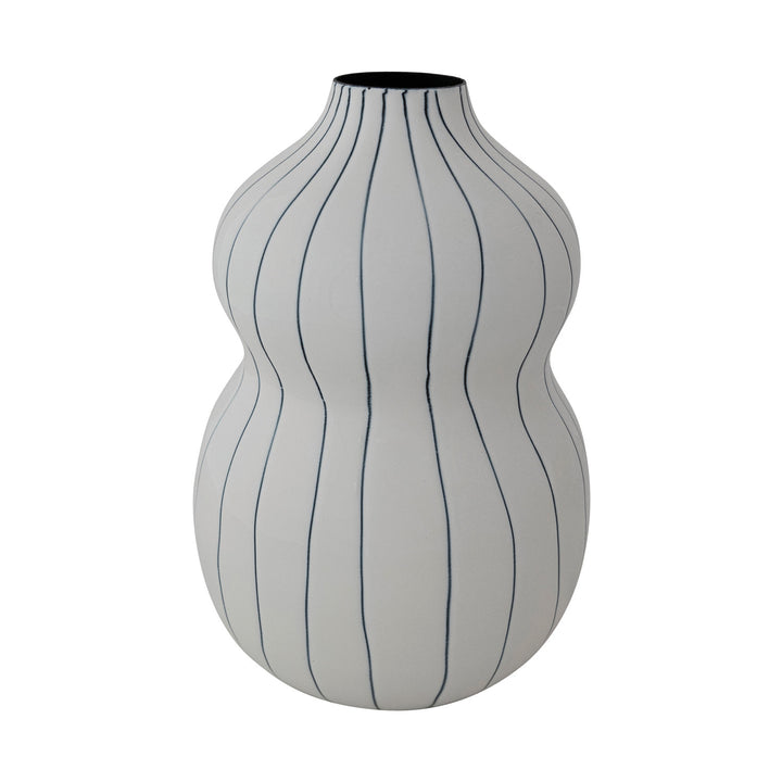 Enameled Metal Organic Striped Vase