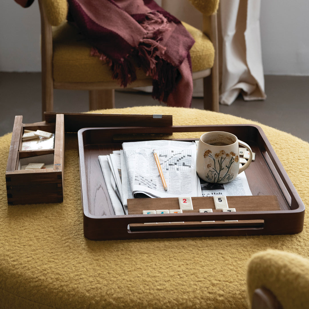 Decorative Ash Wood Tray with Handles