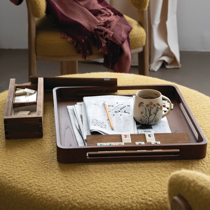 Decorative Ash Wood Tray with Handles