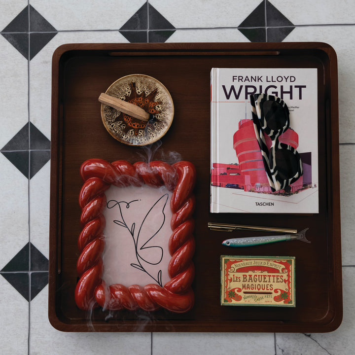 Decorative Ash Wood Tray with Handles