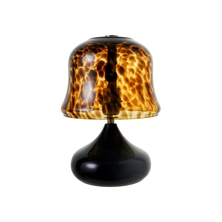 Enameled Metal Table Lamp with Hand-Blown Tortoise Glass Shade