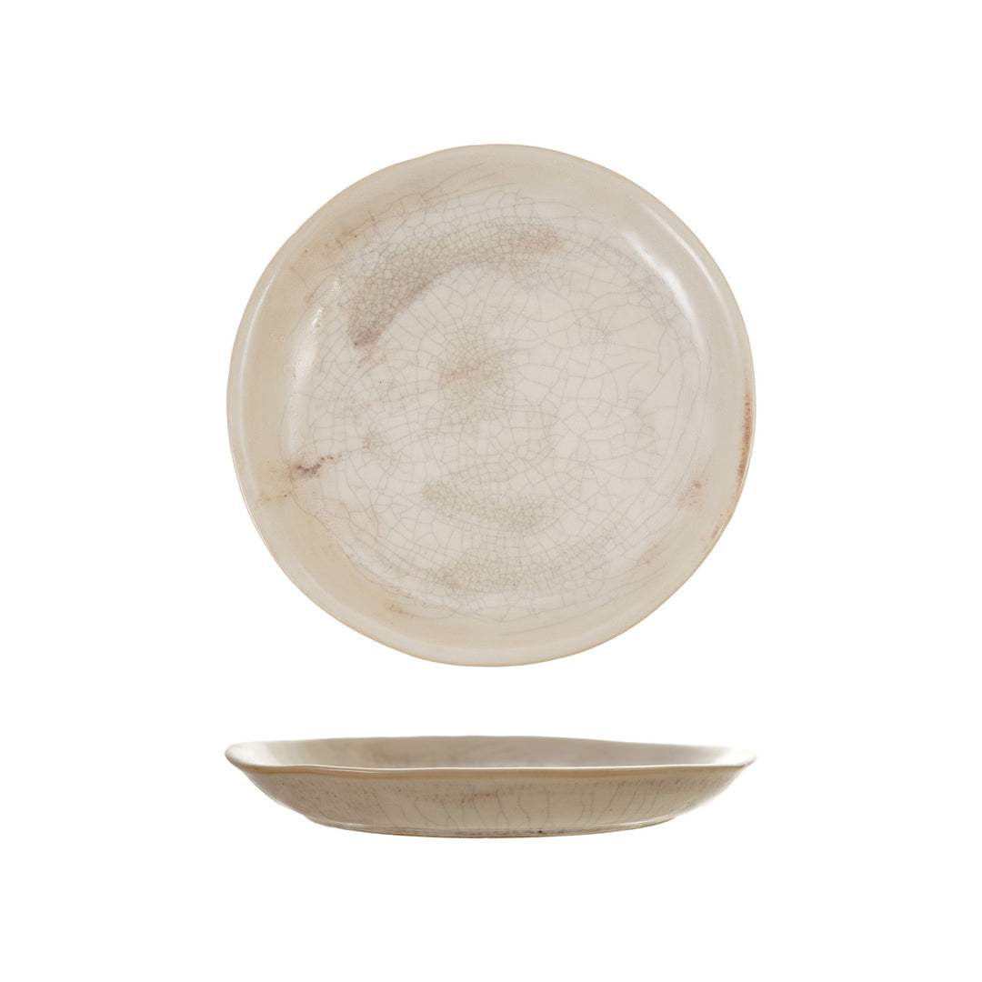 Stoneware Plate, Reactive Crackle Glaze
