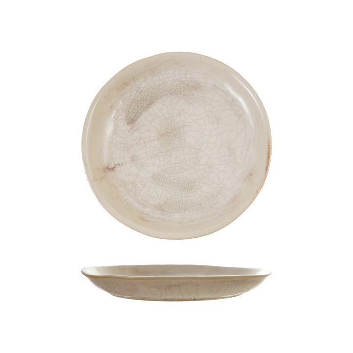 Stoneware Plate, Reactive Crackle Glaze