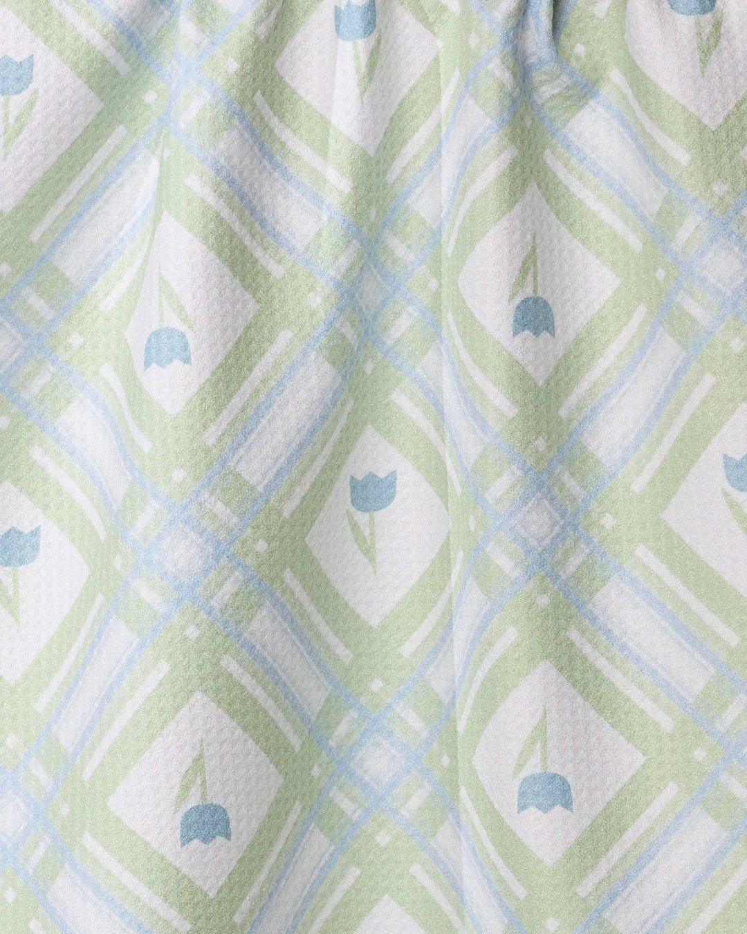 Geometry towel with green and blue geometric pattern