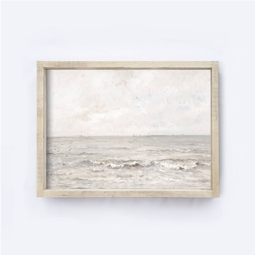 Vintage Coastal Seascape Painting