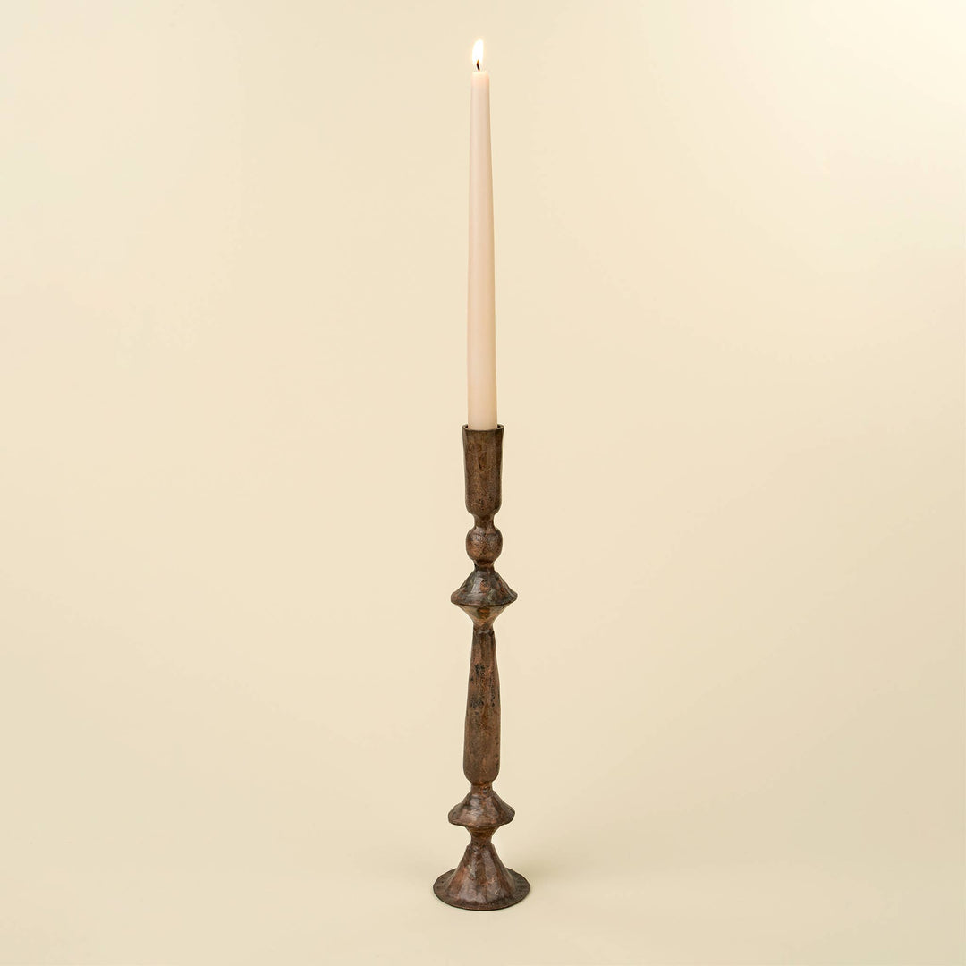 Petra Forged Rustic Brass Candlestick
