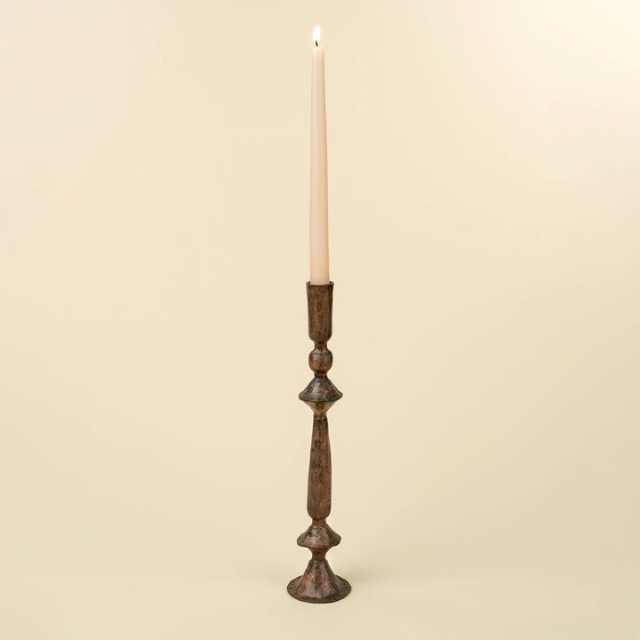 Petra Forged Rustic Brass Candlestick