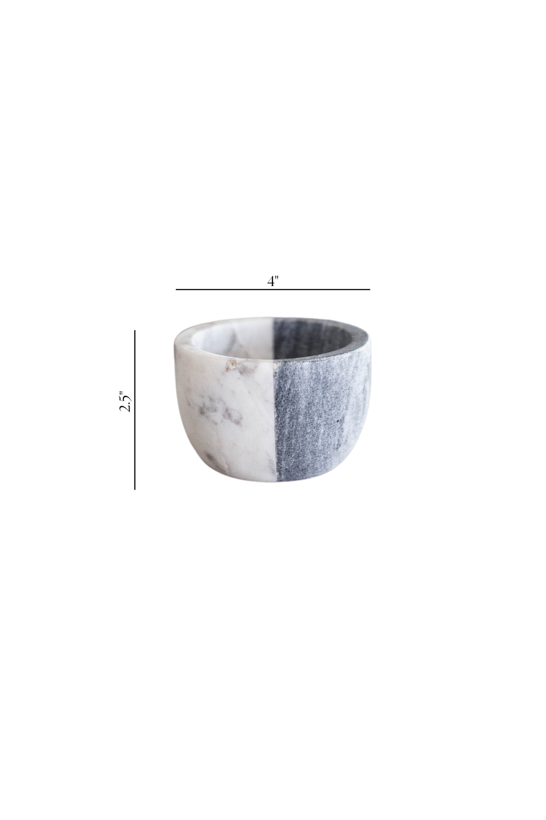 half white half gray marble bowl with dimensions