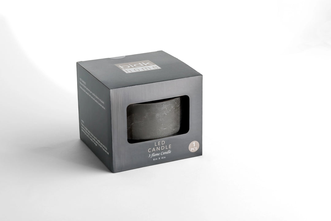 3 Wick Small Gray Flameless Candle