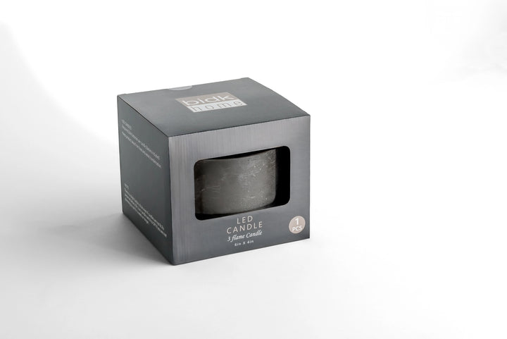 3 Wick Small Gray Flameless Candle