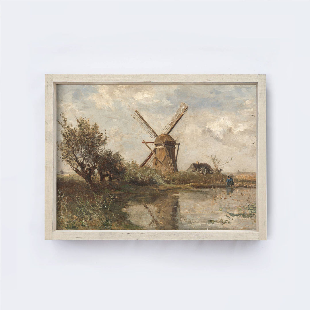 Vintage Framed Dutch Windmill Print