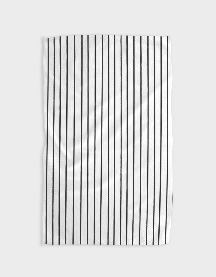 Black and white striped tea towel