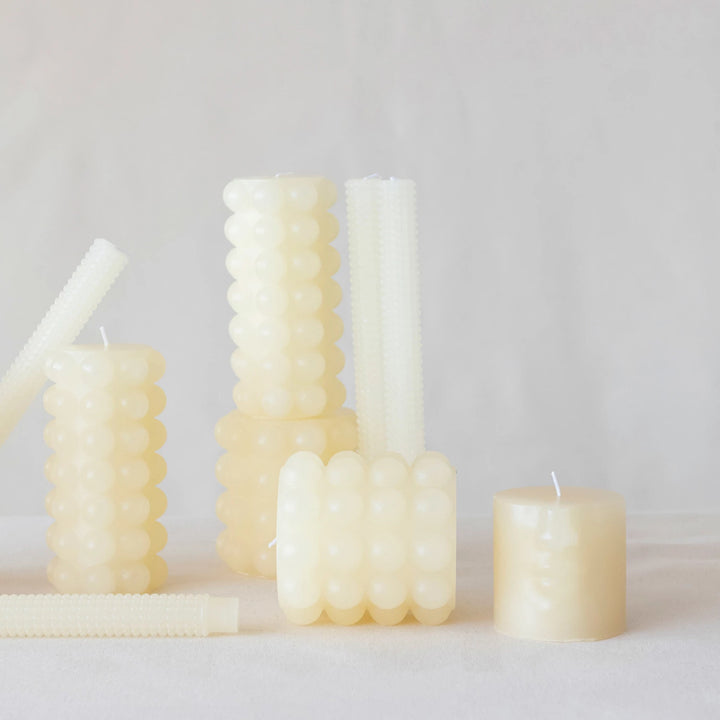 Hobnail Cream Taper Candes