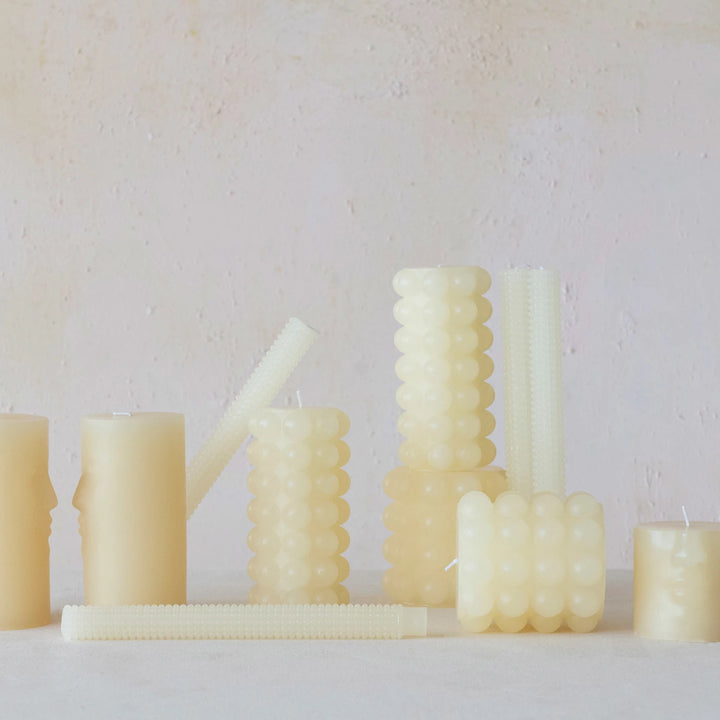 Hobnail Cream Taper Candes