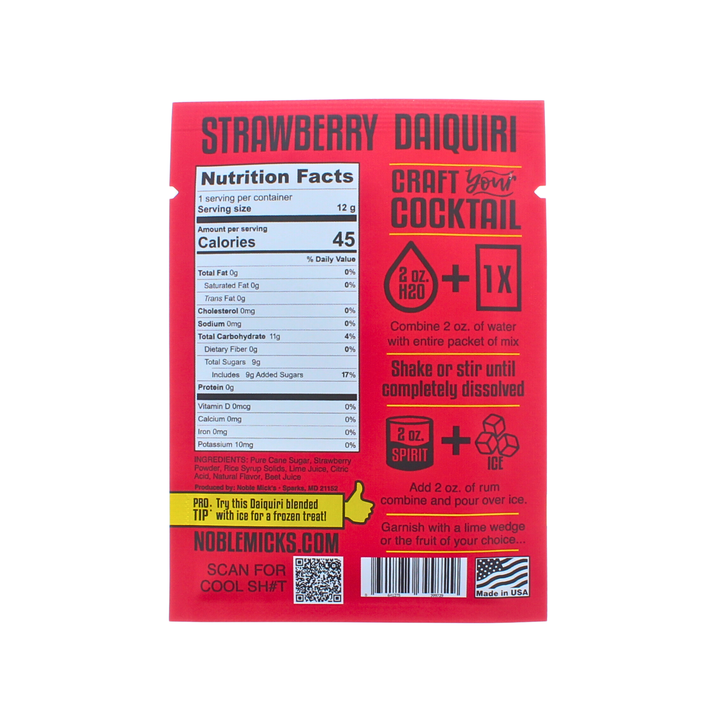 Noble Mick's Strawberry Daquiri nutrition facts