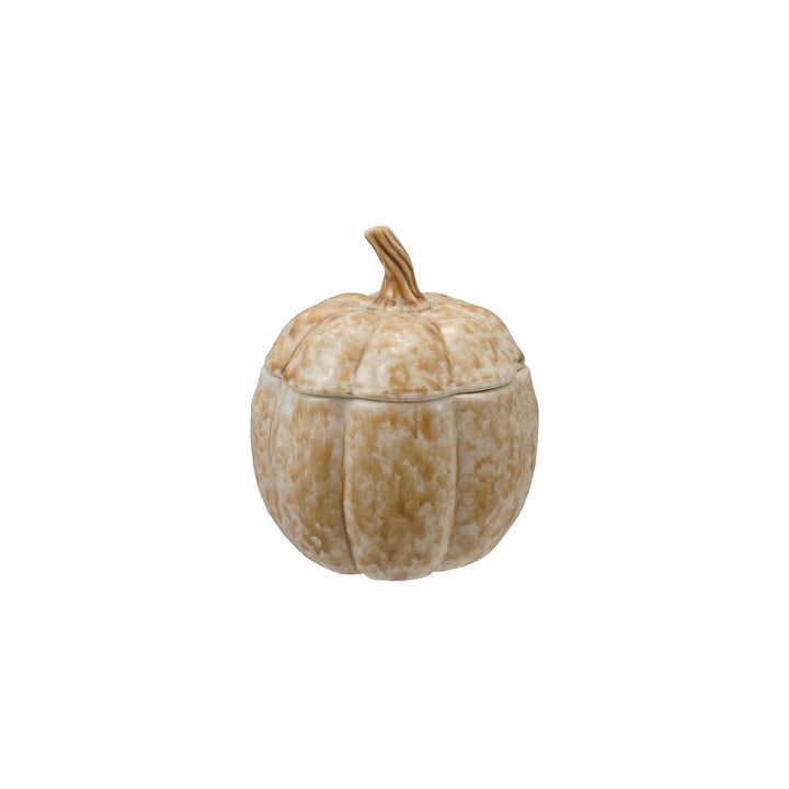 Stoneware Pumpkin Shaped Jar with Lid
