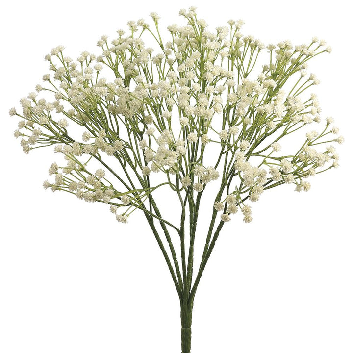 Artificial white baby's breath branch on 
