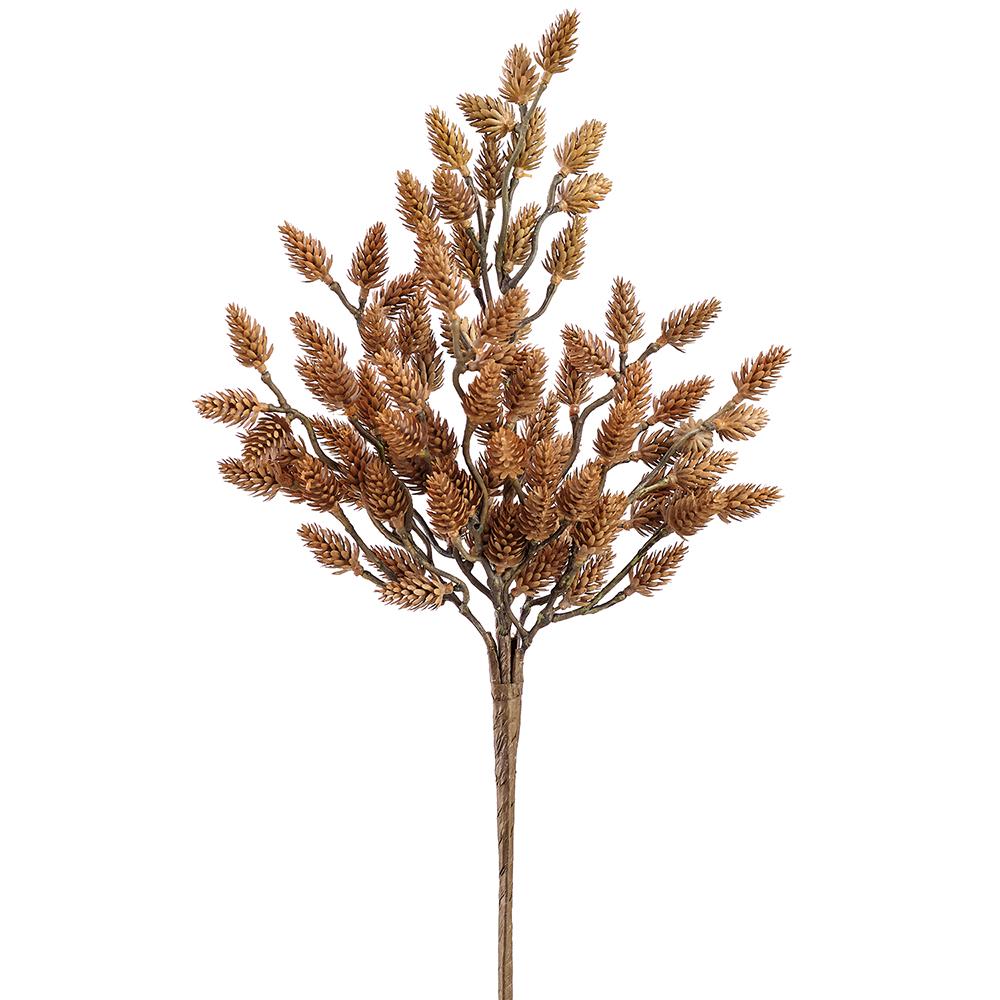 fake light brown pinecone sprig with multiple mini pinecones on it