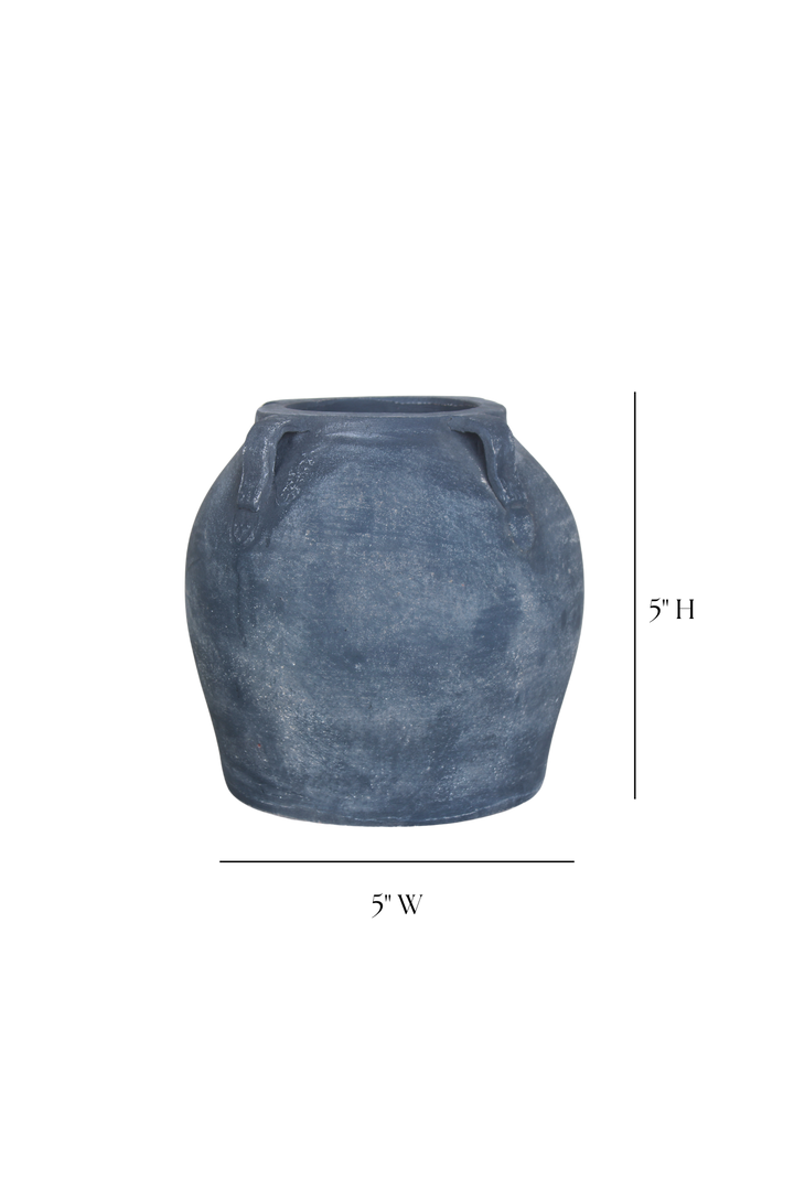 black washed terracotta vase with handles and dimensions