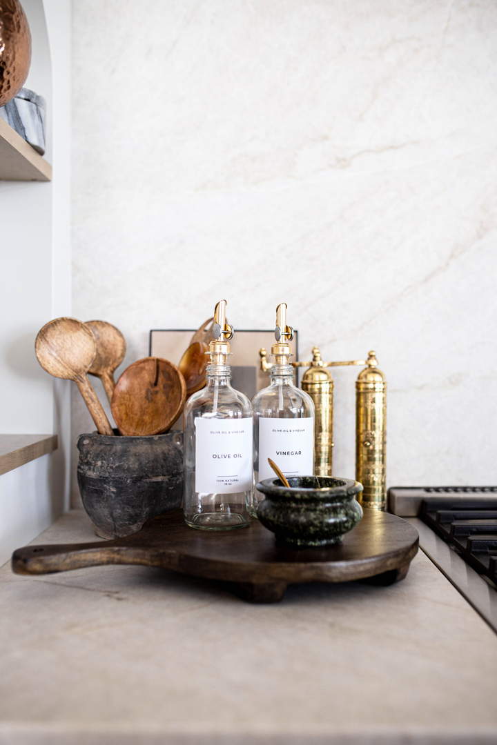 dark wooden platter / board decorated