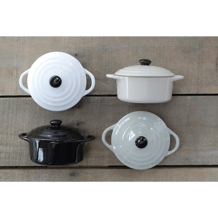 stoneware brie bakers white, grey, and black colors