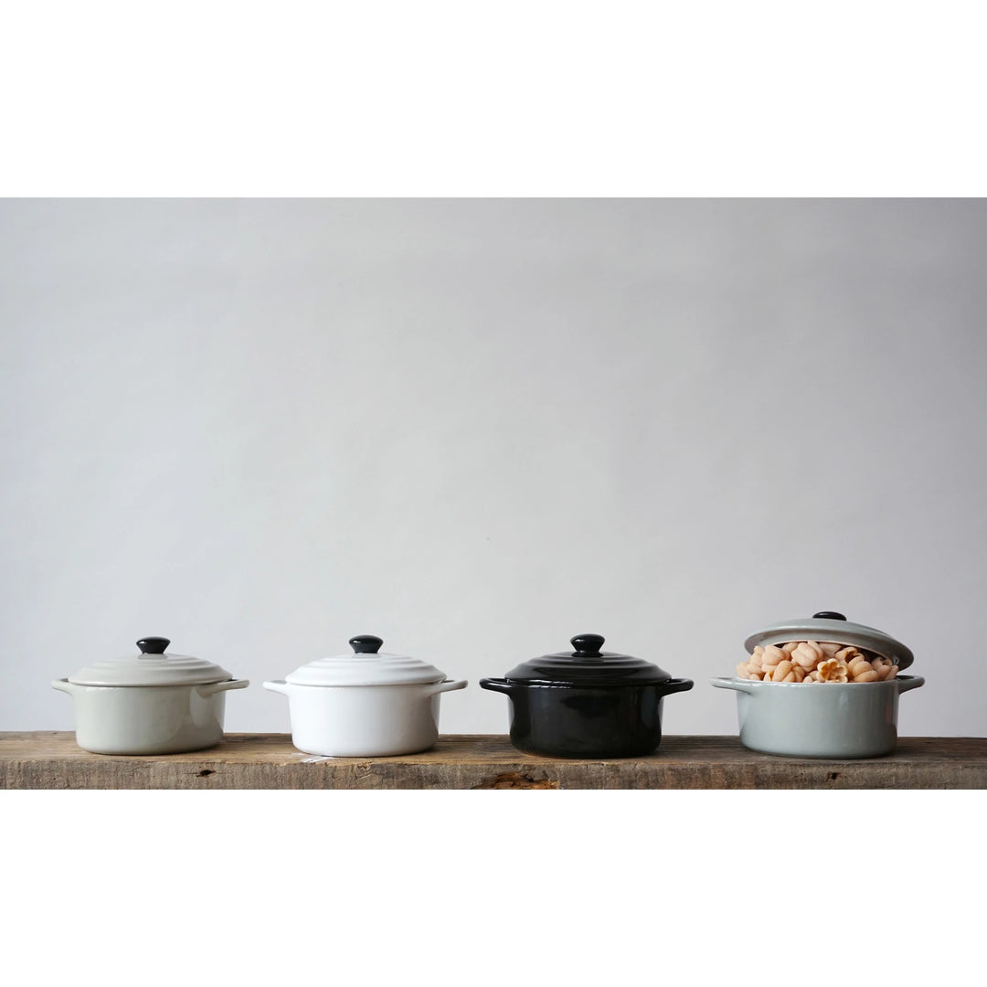 stoneware brie bakers white, grey, and black colors