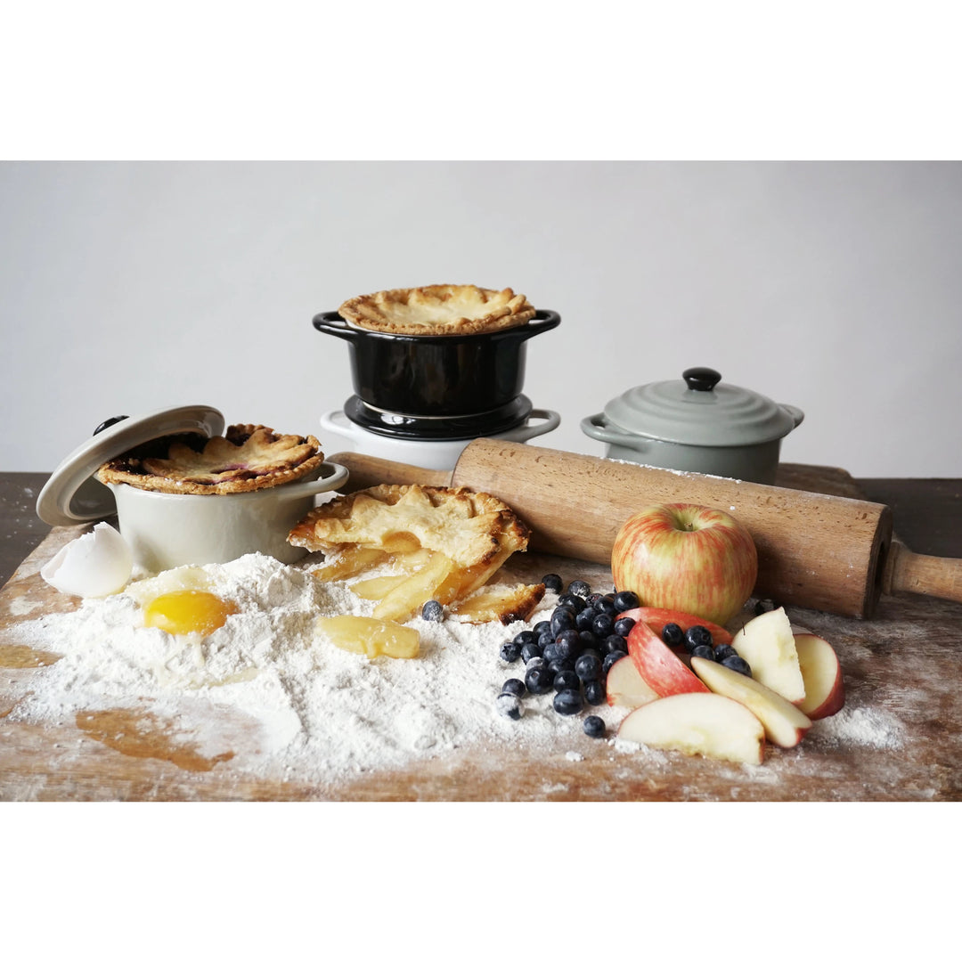 stoneware brie bakers white, grey, and black colors