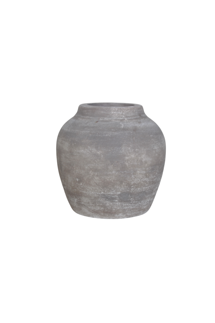 Hugo Grey Wash Round Vase Small