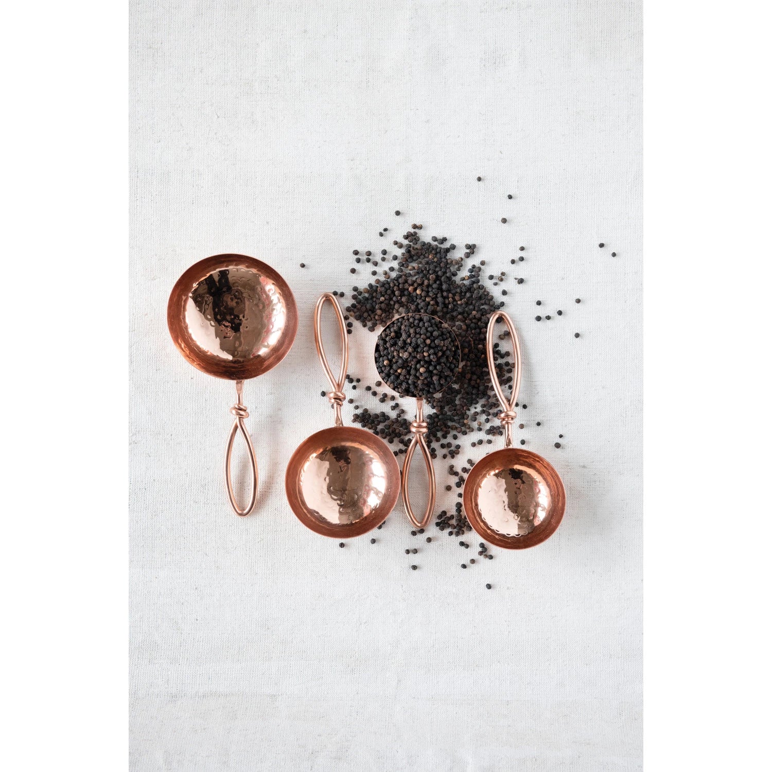 Hammered Stainless Steel Scoops with Tie - Thumbnail 3
