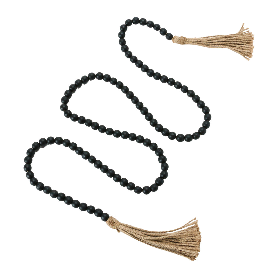 Jute and Wood Bead Garland with Tassels