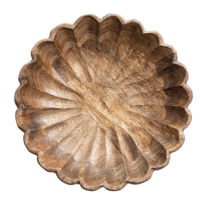 Mango Wood Scalloped Bowl