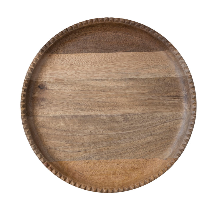 Mango Wood Lazy Susan w/ Scalloped Edge