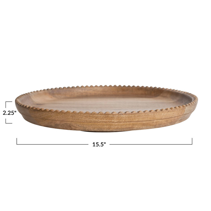 Mango Wood Lazy Susan w/ Scalloped Edge