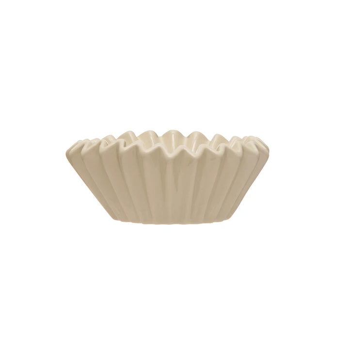 white stoneware fluted bowl