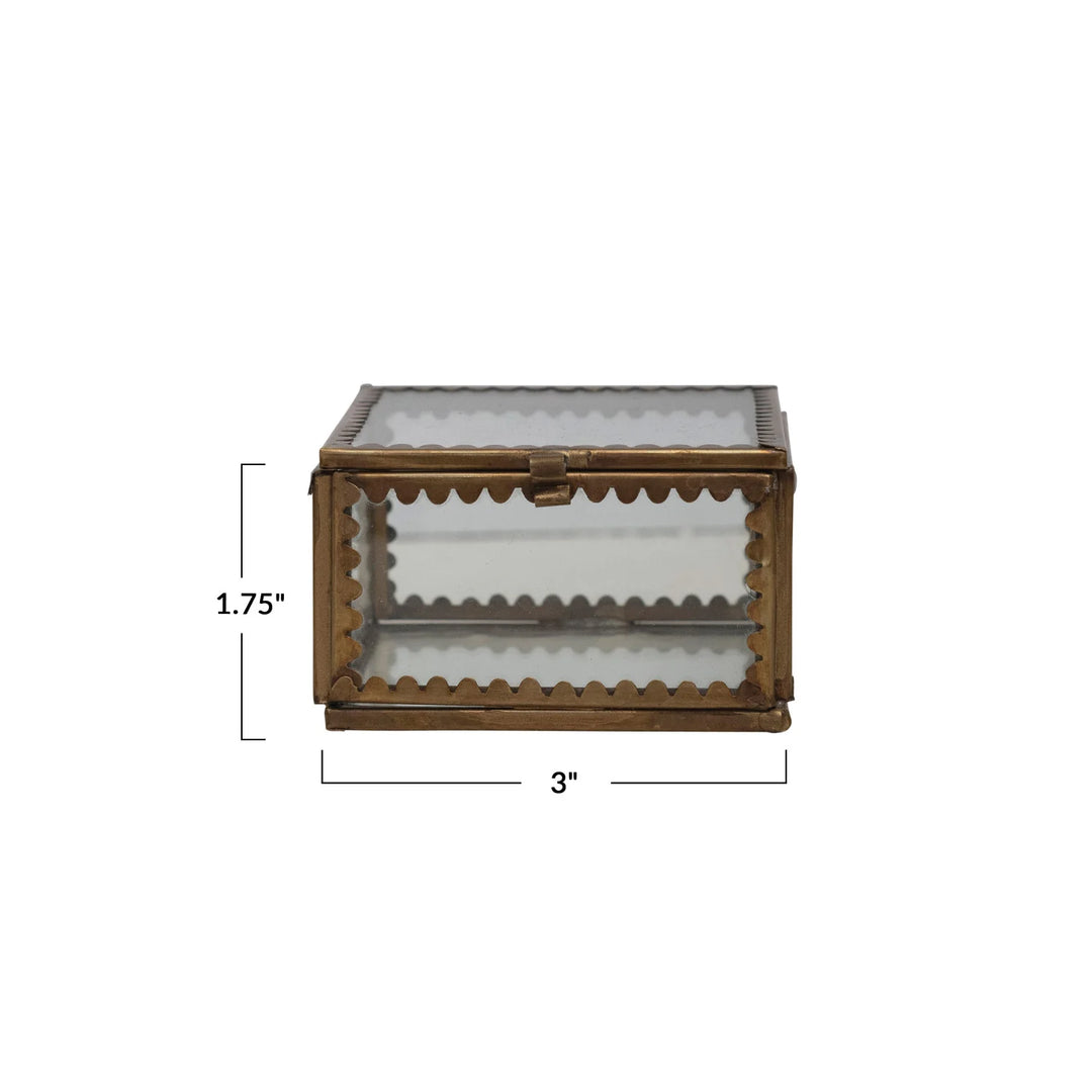 Brass & Glass Display Box w/ Scalloped Edges