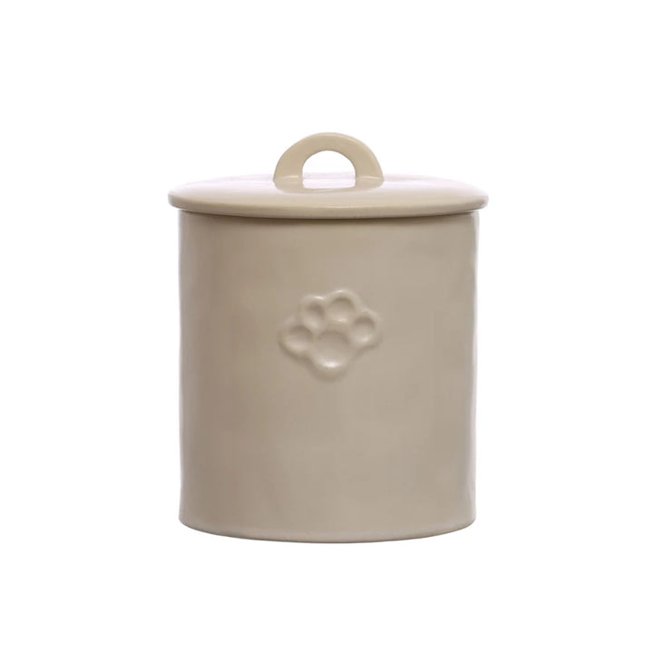 white ceremic dog treat canister