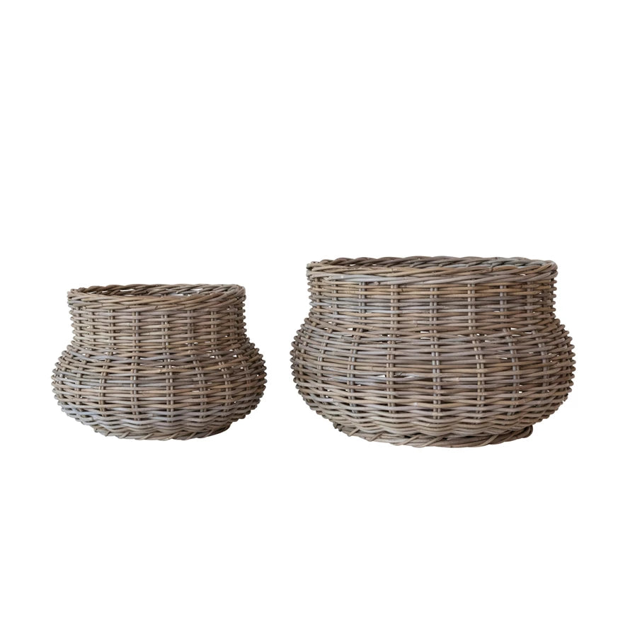 Hand-Woven Rattan Planters