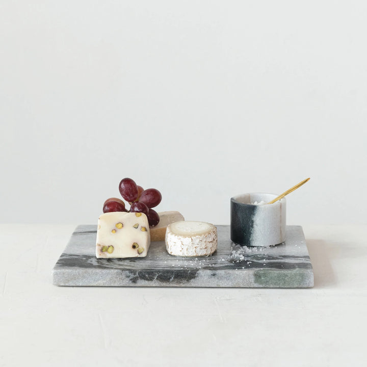 black and white mixed marble cheese board